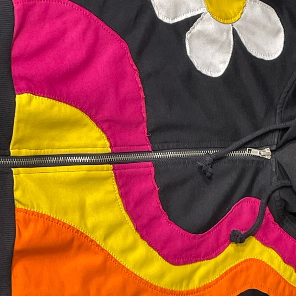 dELiA*s by Dolls Kill The New Daze Crop Hoodie XL Daisy Wave Applique Zip-up - Picture 4 of 11